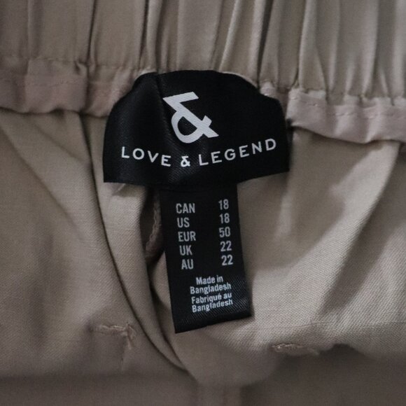 Love & Legend Pleated High Waist Paperbag 18 Beige Linen Office Trouser Pants - Picture 10 of 12